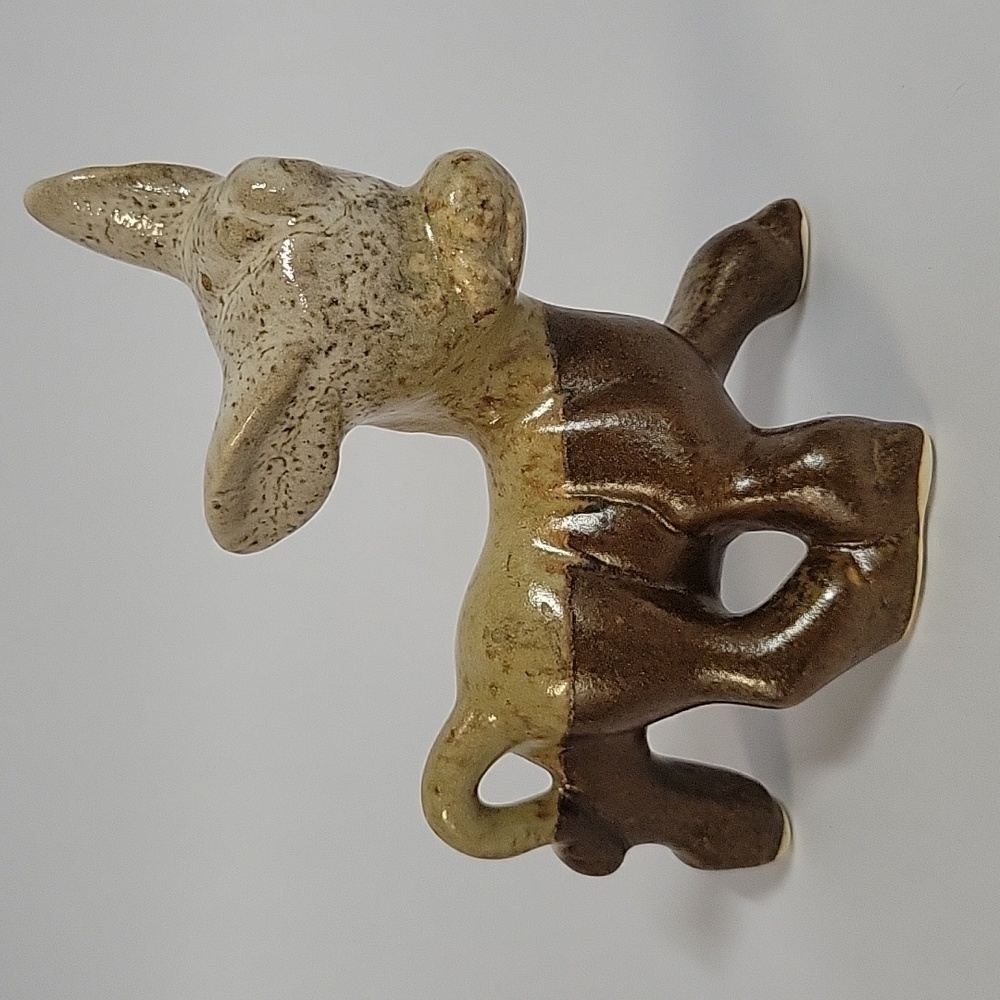 Glazed Pottery Donkey, Signed by Artist